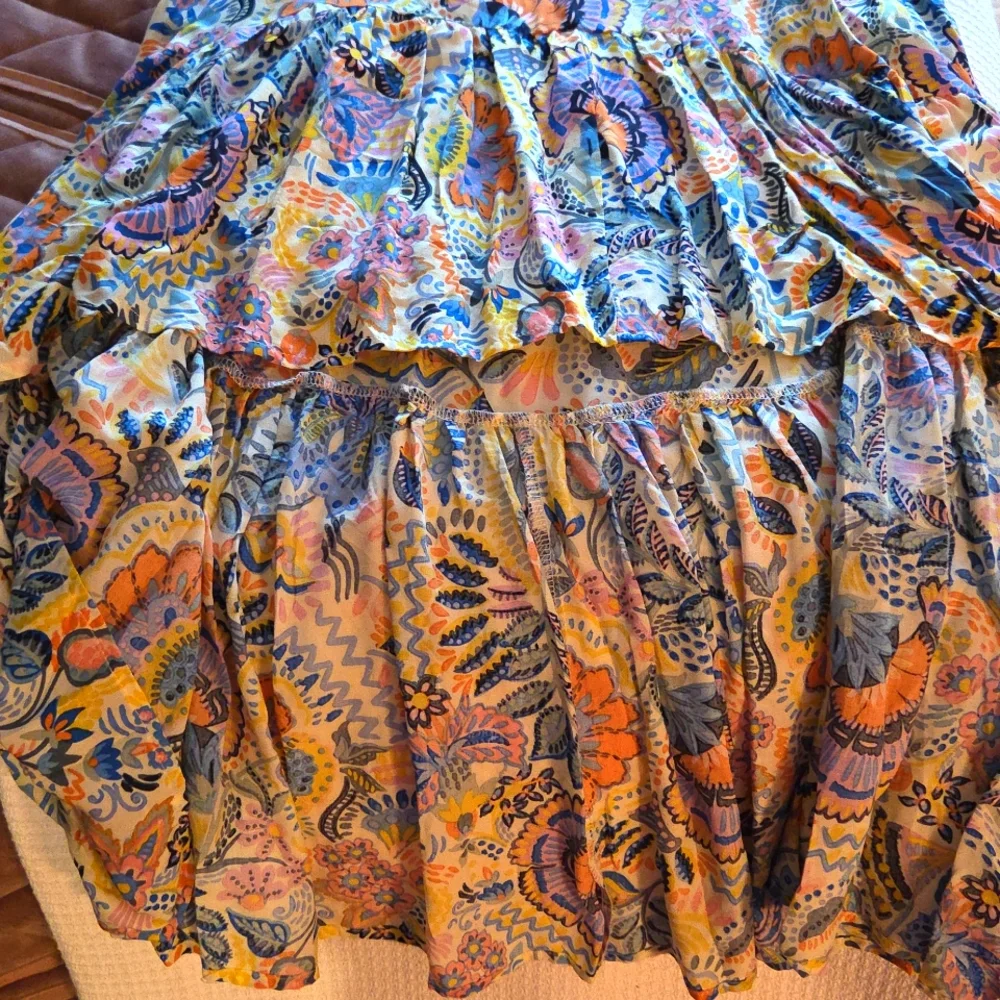 Vici Floral Maxi High- Low Dress in Blue and Yellow Floral Design With Tie - Picture 5 of 8